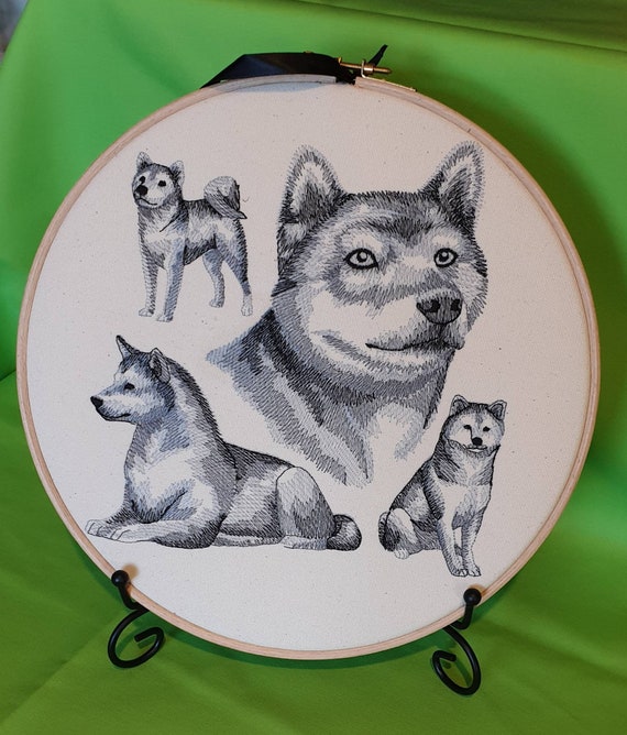 Shiba Inu hoop art , wall hanging , embroidered sketch decoration gift , Shiba Inu gift