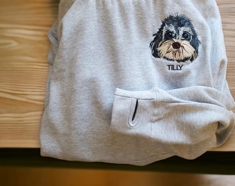 Personalized Embroidered Pet Portrait Hoodie: Custom Pet Embroidery