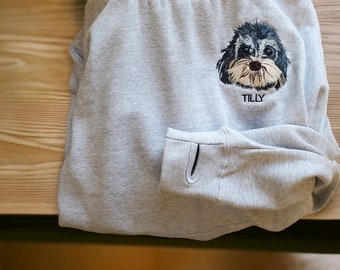 Personalised Embroidered Pet Portrait Adult Hoodie ,Embroidered Pet Hoodie ,Pet Custom embroidery Hoodie, Pet Embroidered Hoodie .