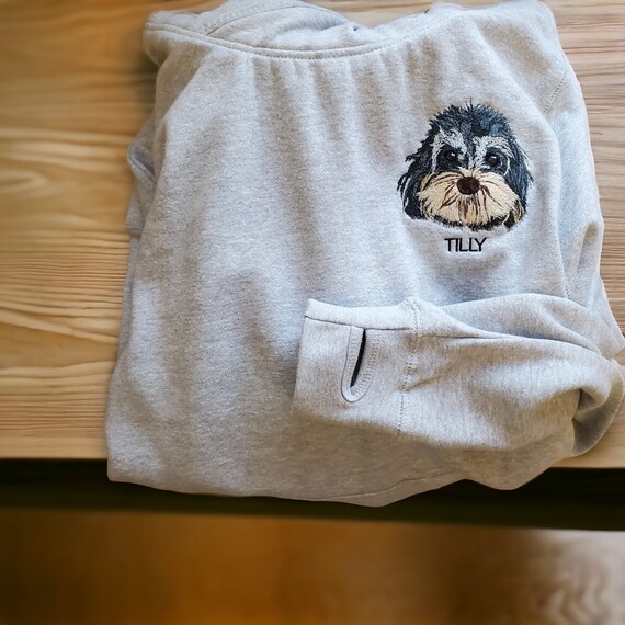 Personalised Embroidered Pet Portrait Adult Hoodie ,Embroidered Pet Hoodie ,Pet Custom embroidery Hoodie, Pet Embroidered Hoodie .