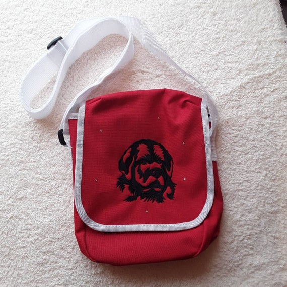 Newfoundland dog bag, Dog walking bag ,  Reporter Bag ,Embroidered Messenger Bag, newfoundland embroidered bag, dog walking bag