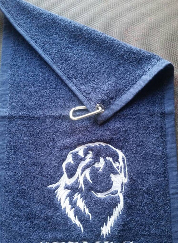 Embroidered personalised Great Pyrenees thick towel drool slobber cloth with hook