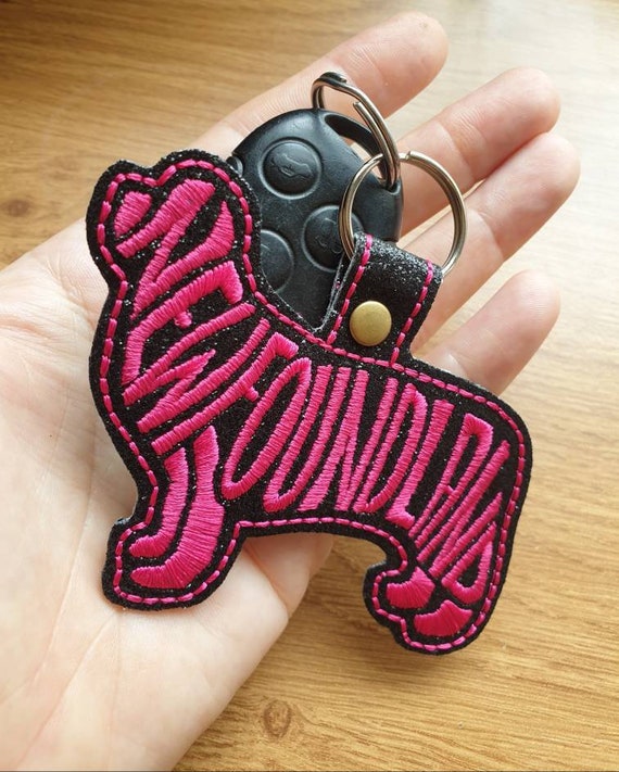 Newfoundland dog embroidered keyring ,key fob, key chain, embroidered keyring, Newfoundland keyring