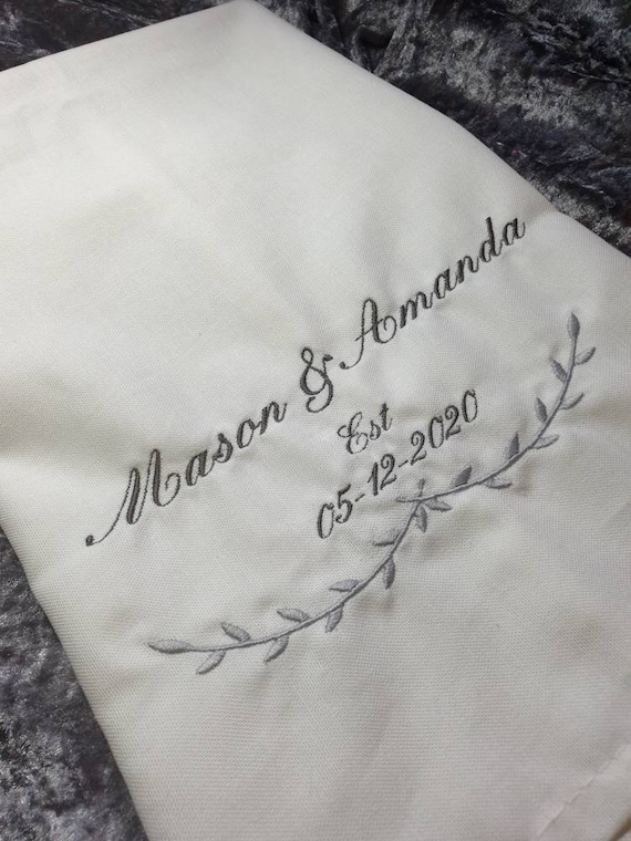 Embroidered wedding  Tea towel ,dish cloth, gift present ,cotton tea towel , Tea Towel , wedding gift , wedding tea towel, tea towel
