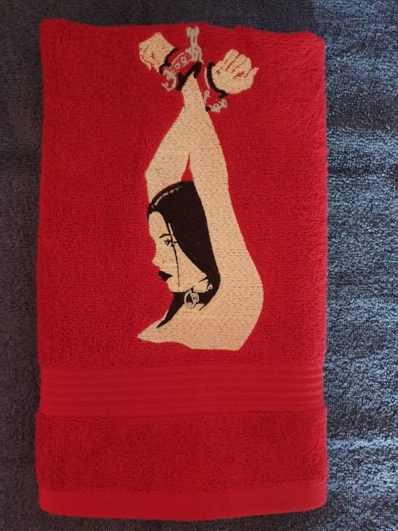 Submissive,Bondage , Kinky Embroidery , hand towel, gothic, halloween embroidered, bathroom decor ,goth bathroom , Sub ,Dom