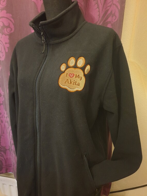 Akita Paw Print Fleece Jacket, I Love My Akita Jacket , Akita Fleece , Akita Jacket