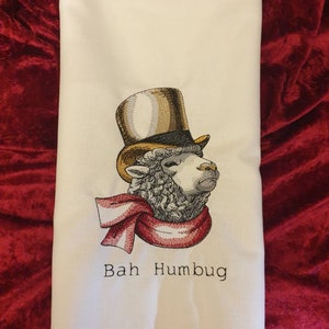 Embroidered funny Tea towel ,dish cloth ,cotton tea towel , sheep Tea Towel ,  Christmas tea towel , personalized tea towel ,