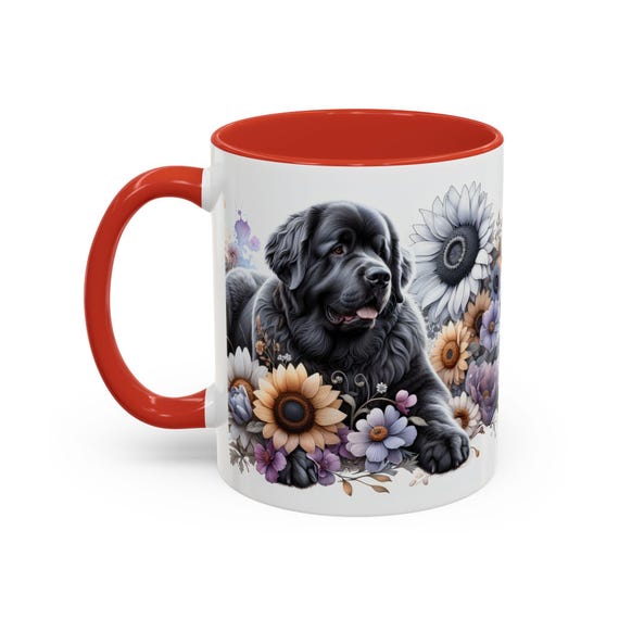 Newfoundland Floral mug , Dog Lover Coffee Mug, Beautiful Pet Mug, Gift for Dog Owners, Home Decor, Unique Mug for Tea Lovers