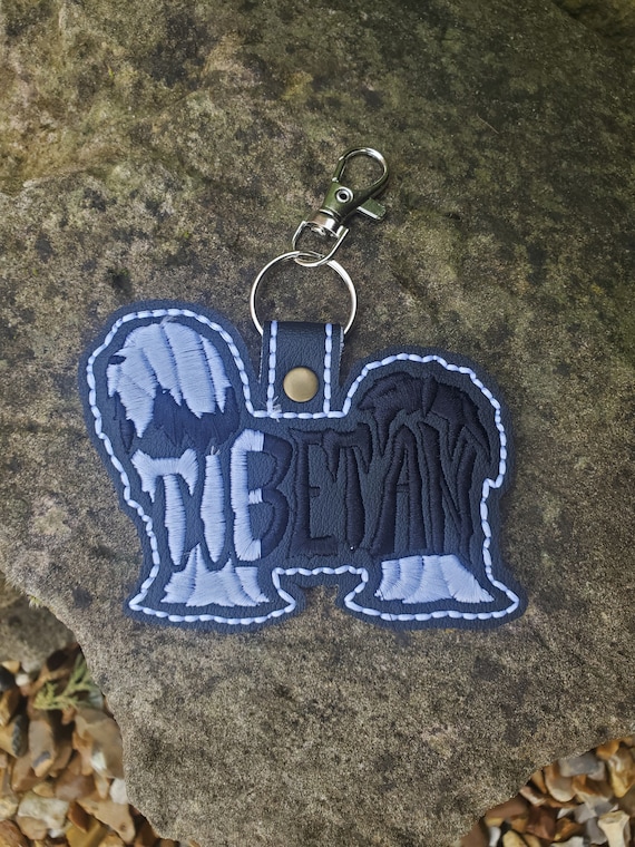 Embroidered Tibetan Terrier Keyring: Vinyl Dog Key Fob