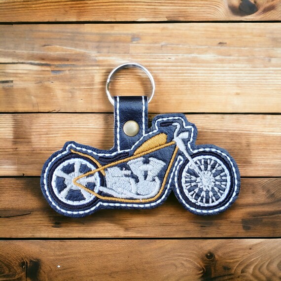 Motorbike embroidered key ring , key fob , embroidered key ring, Gift for dad , Biker Gift , Motorbike Gift ,