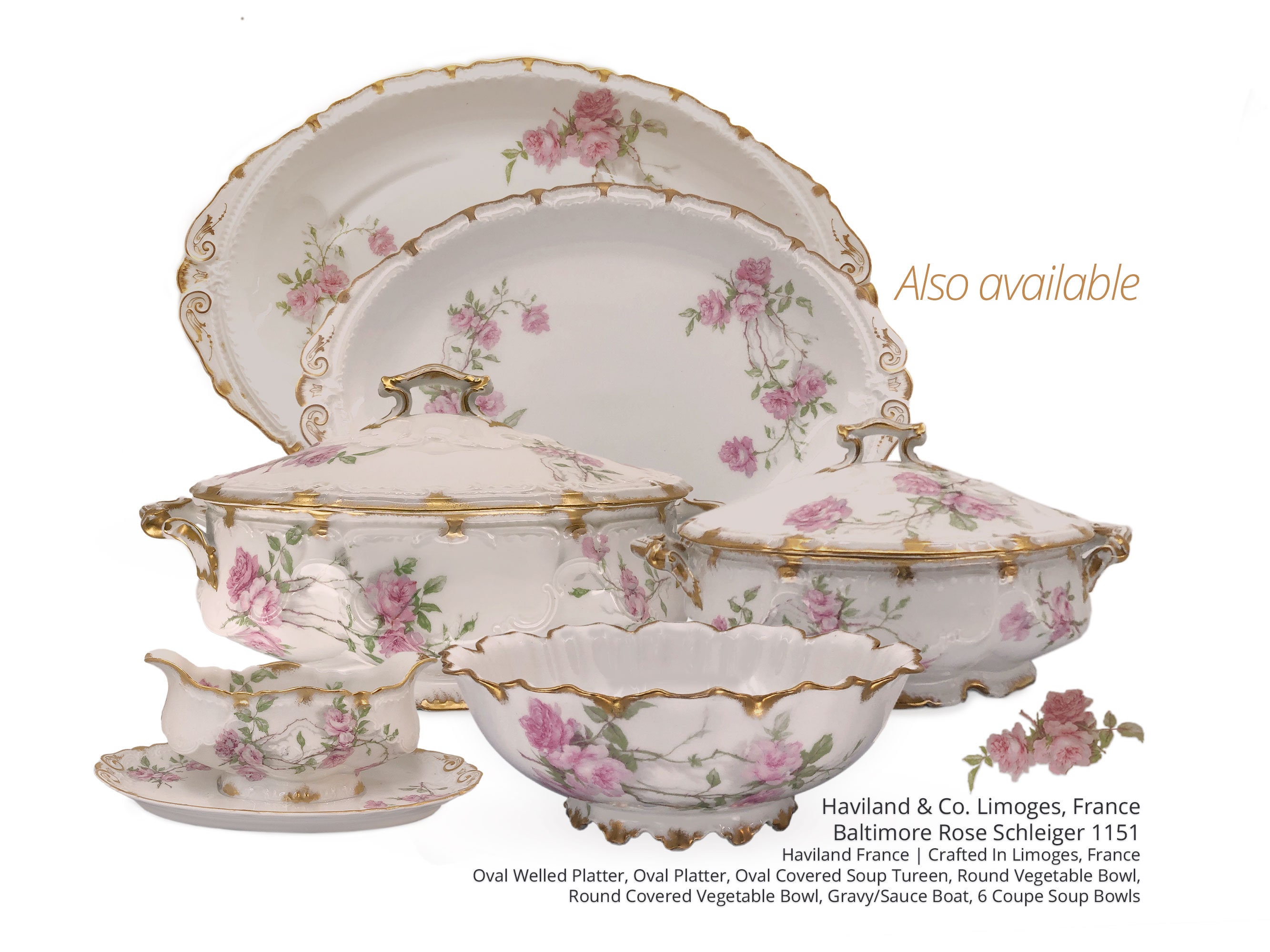 Haviland Limoges Baltimore Rose Schleiger 1151 Round Covered Etsy