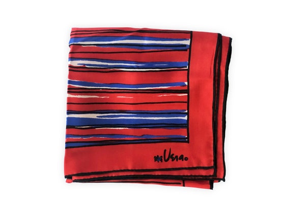 Vintage Vera Striped Silk Oblong Scarf (45" L | N… - image 1