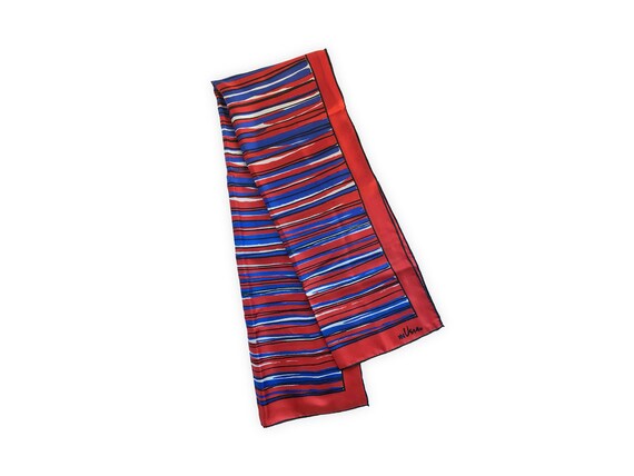 Vintage Vera Striped Silk Oblong Scarf (45" L | N… - image 4