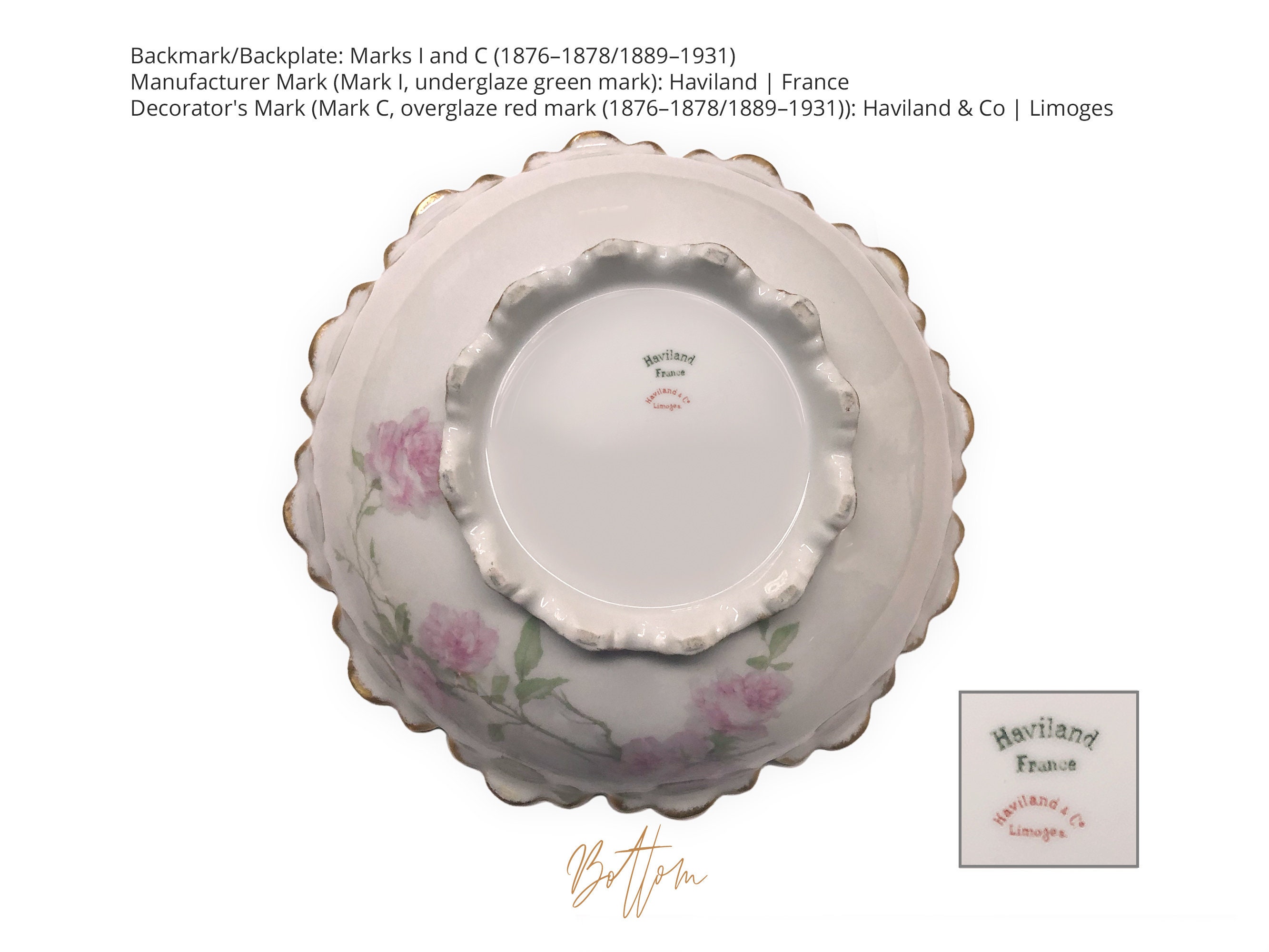 Haviland Limoges Baltimore Rose Schleiger 1151 Round Vegetable Bowl 10