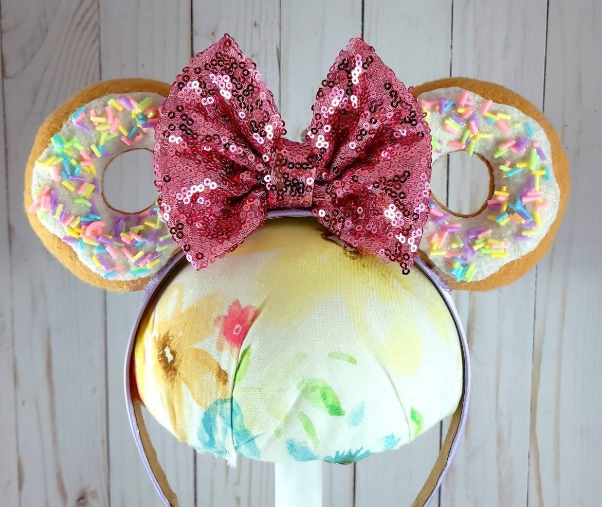 Disney Pink Donut Minnie Ears with Shimmer Teal Bow Disney | Accessories | Disney Pink Donut Minnie Ears With  main image 3