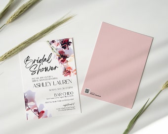 Floral Bridal Shower Invitation - Bridal Shower Editable Template - Modern Invitation - Canva Template - Printable DIY - Instant Download