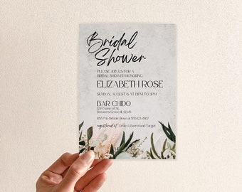 Floral Bridal Shower Invitation - Unique Bridal Shower Editable Template - Modern Invitation - Canva - Printable DIY - Instant Download