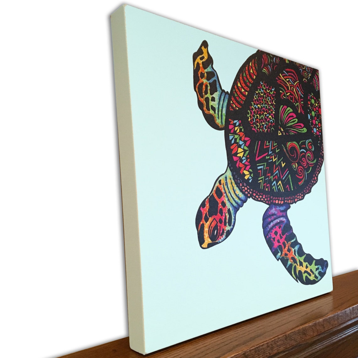 Animal Canvas Art Turtle Wall Art Home Decor Tribal Art Etsy