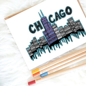 Coloring Page Download - Printable Art Download - Chicago Art Print - PDF Instant Download - Chicago Skyline Wall Art - Tribal Art - Drawing