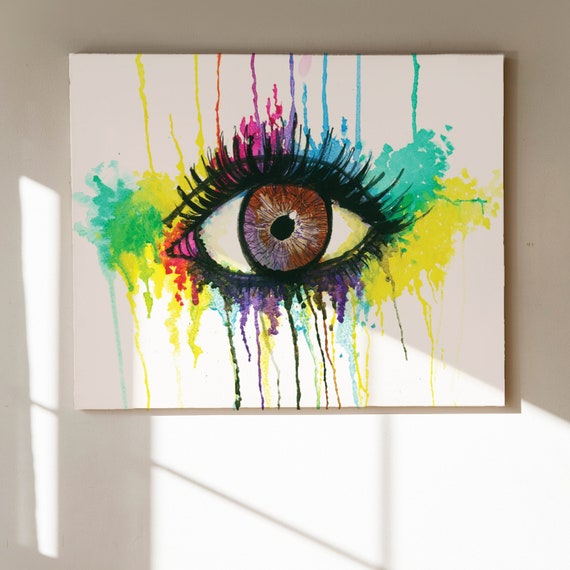 Watercolor Canvas Art - Watercolor Wall Art - Home Decor - Watercolor Eye -  Drawing - Markers - Watercolor Painting