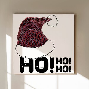 Christmas Canvas Art - Christmas Decor - Home Decor - Santa Claus - Santa Hat - Quote - Tribal Art - Drawing - Markers - Typography
