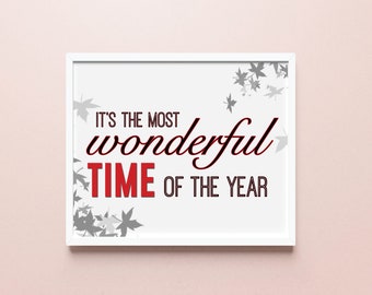 Printable Art Download - Holiday Quote Art Print - PDF Printable Art - Instant Download - Most Wonderful Time of the Year - Typography Art