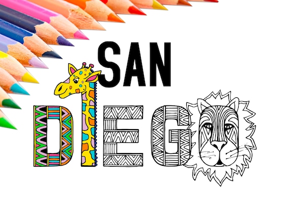 Coloring Page Download Printable Art Download San Diego Etsy