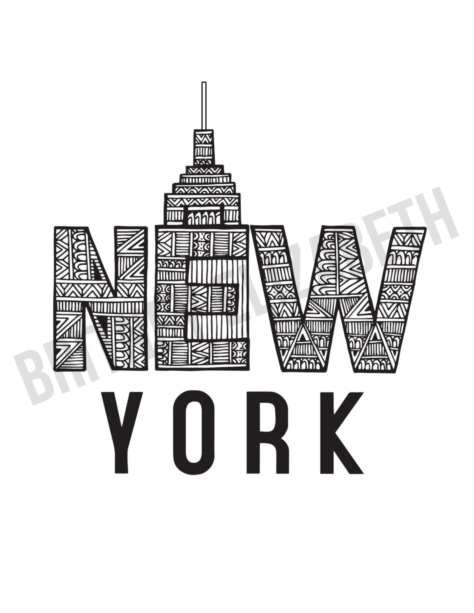 Coloring Page Download - Printable Art Download - New York Print - PDF Instant Download - Empire ...