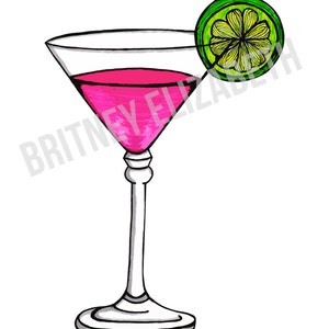 Printable Art Download Martini Art Print PDF Printable Art Instant Download Martini Glass Drawing Drink Wall Art Home Decor image 2