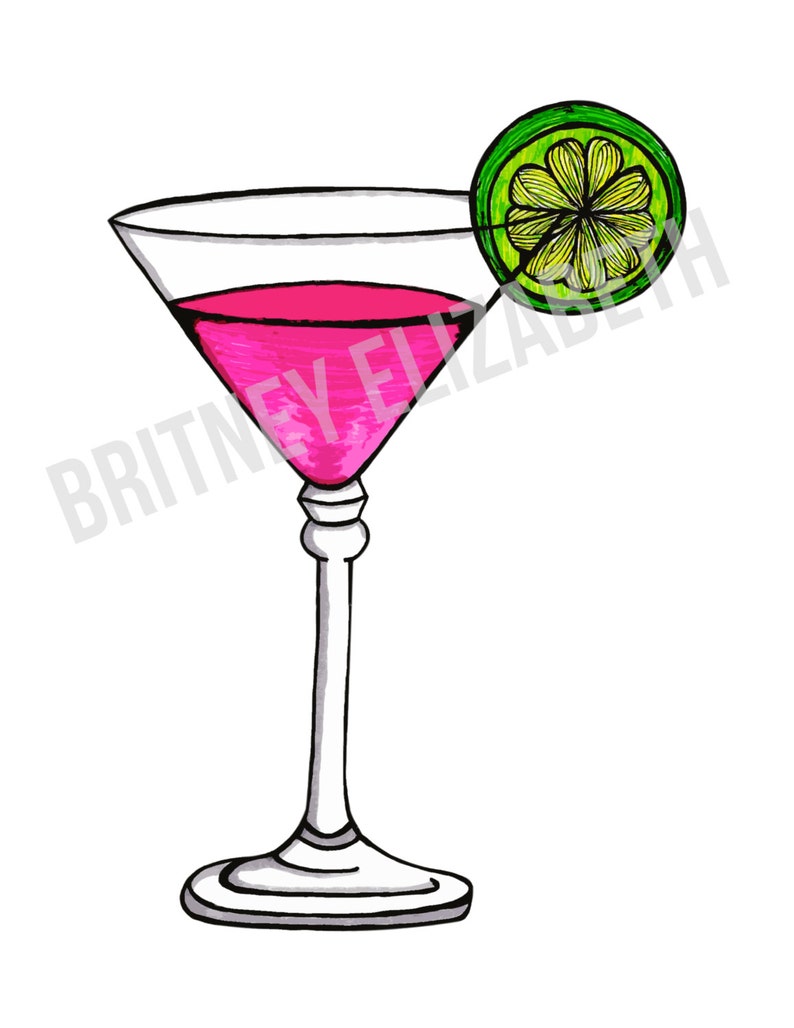 Printable Art Download Martini Art Print PDF Printable Art Instant Download Martini Glass Drawing Drink Wall Art Home Decor image 2