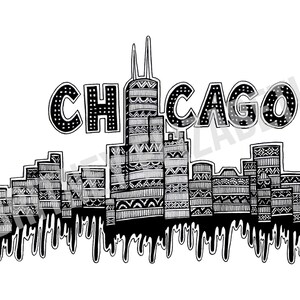 Coloring Page Download Printable Art Download Chicago Art | Etsy