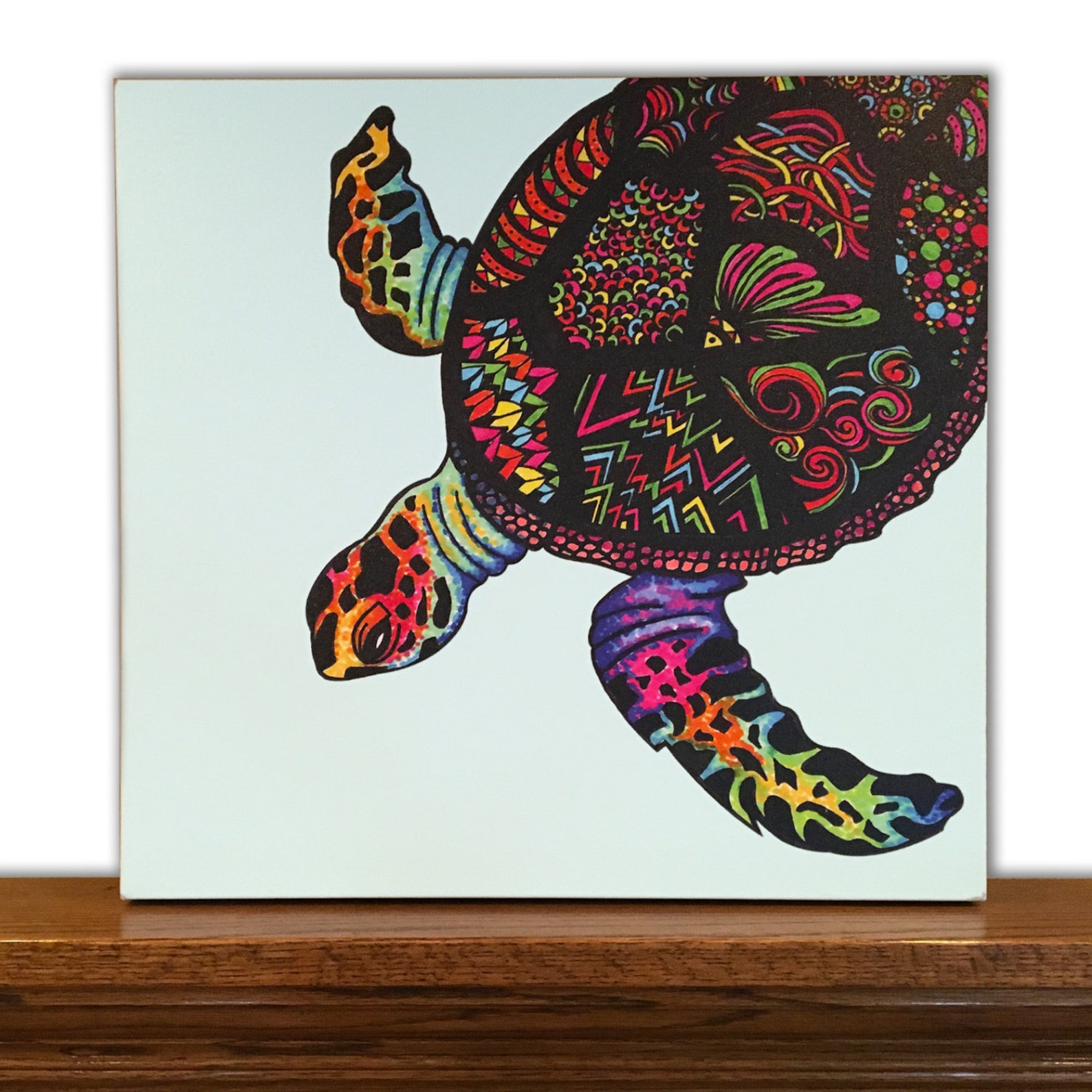 Animal Canvas Art Turtle Wall Art Home Decor Tribal Art Etsy