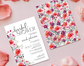 Colorful Bridal Shower Invite - Floral Bridal Shower Invitation - Elegant Bridal Shower Template - Modern Bridal Shower Invitation Template