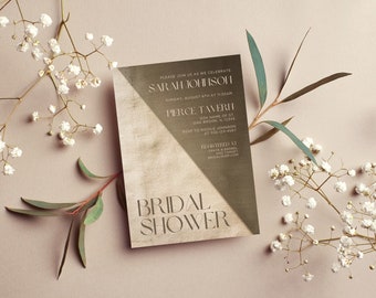 Modern Bridal Shower Invitation - Cream Bridal Shower Invite - Bridal Shower Invitation Template - Instant Download - Wedding Shower