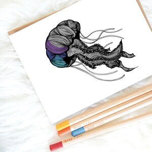 Coloring Page Download - Printable Art Download - Jellyfish Art Print - PDF Instant Download - Drawing - Wall Art - Home Decor