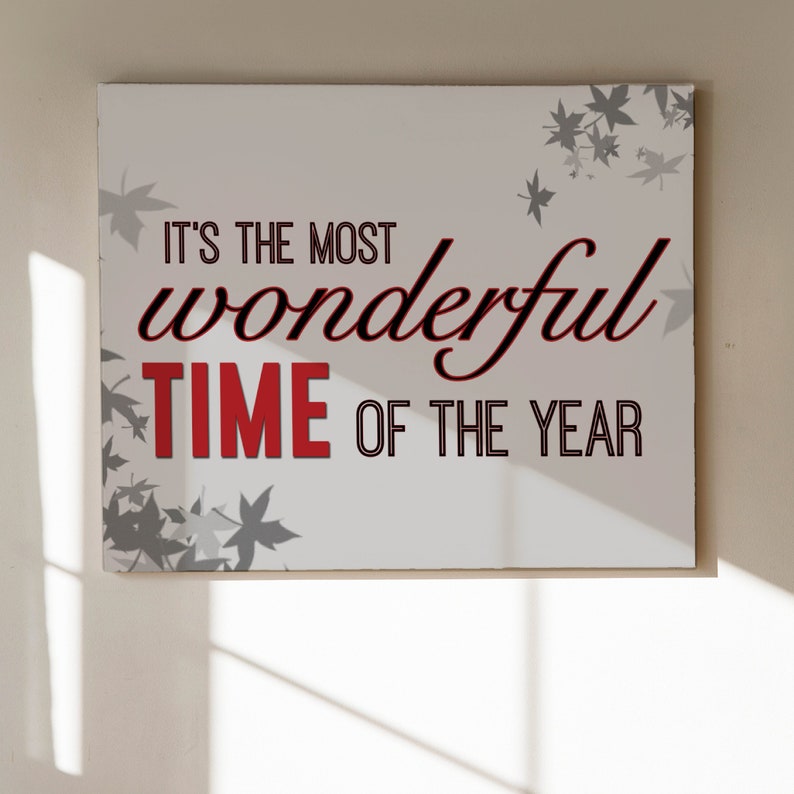 Christmas Canvas Art Christmas Decor Home Decor Quote Most Wonderful Time of the Year Art Typography image 1