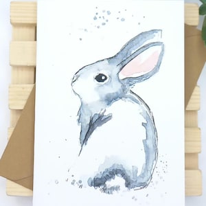Carte de Vœux Aquarelle | Lapin | Illustration imprimée d une aquarelle originale | 2x Tailles à Choix