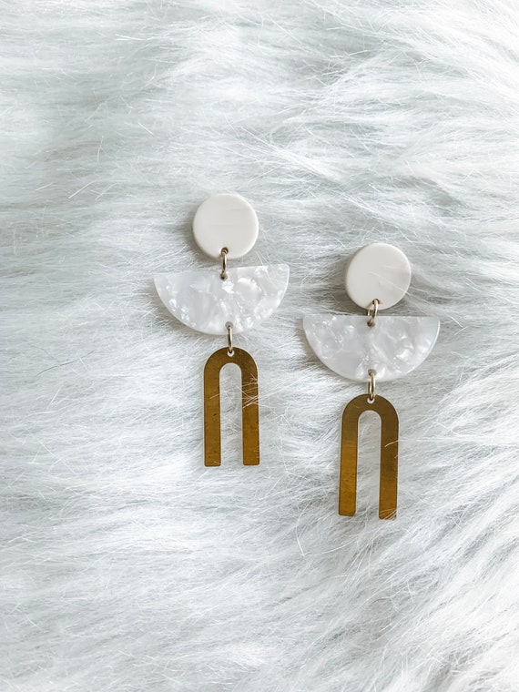Geometric Earrings, Acrylic Earrings, Minimalist Jewelry, Modern Jewelry, Abstract Earrings, Statement Earrings, Gifts for Her, Wedding