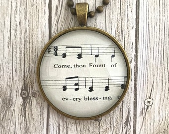 Come Thou Fount Hymn Necklace Hymn Pendant Bible Verse Christian Jewelry Christian Gift Music Notes