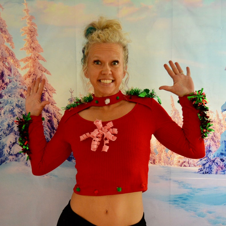 crop top ugly christmas sweater