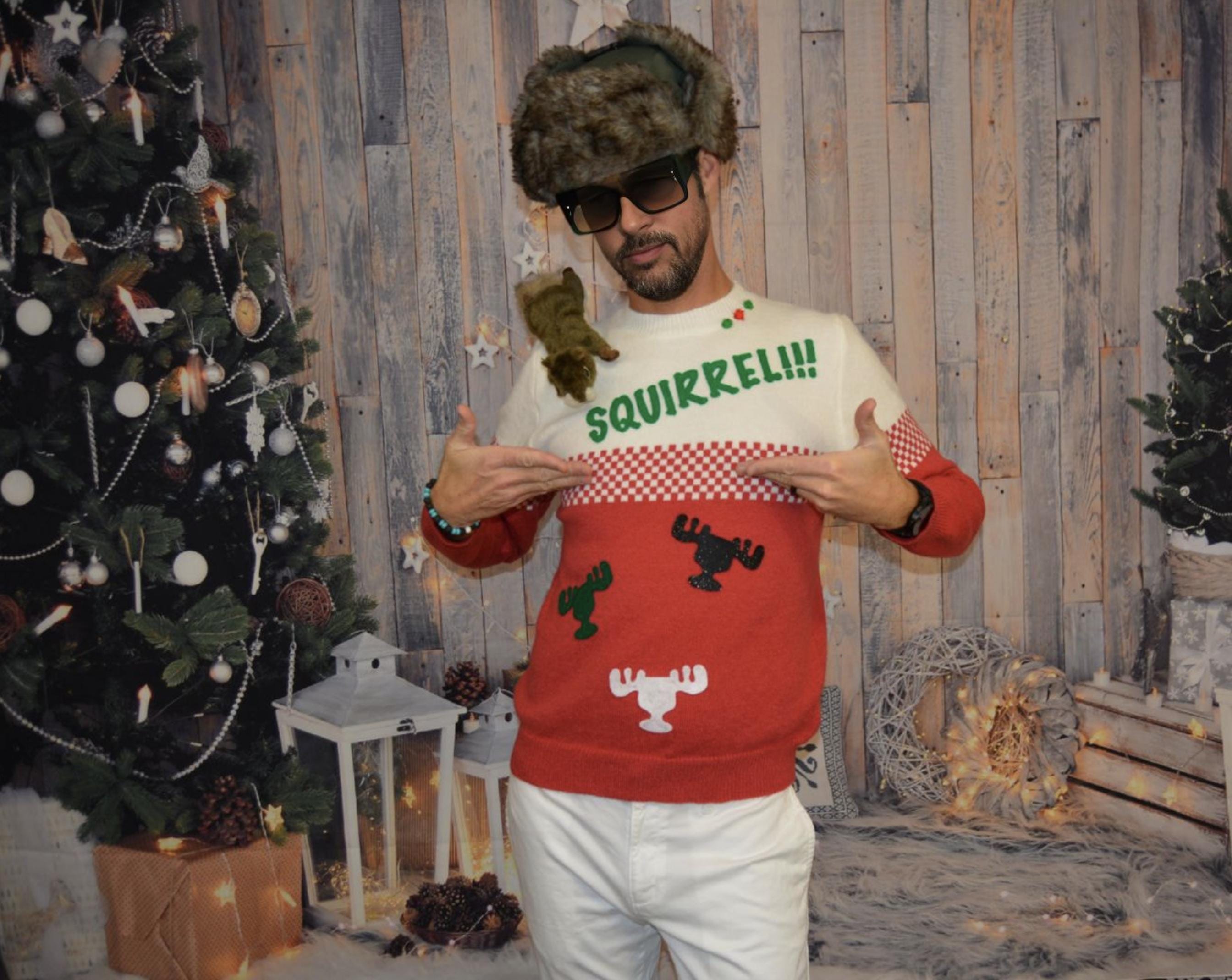 Muti Size, Ugly Christmas Sweater, Squirrel, Griswold, National