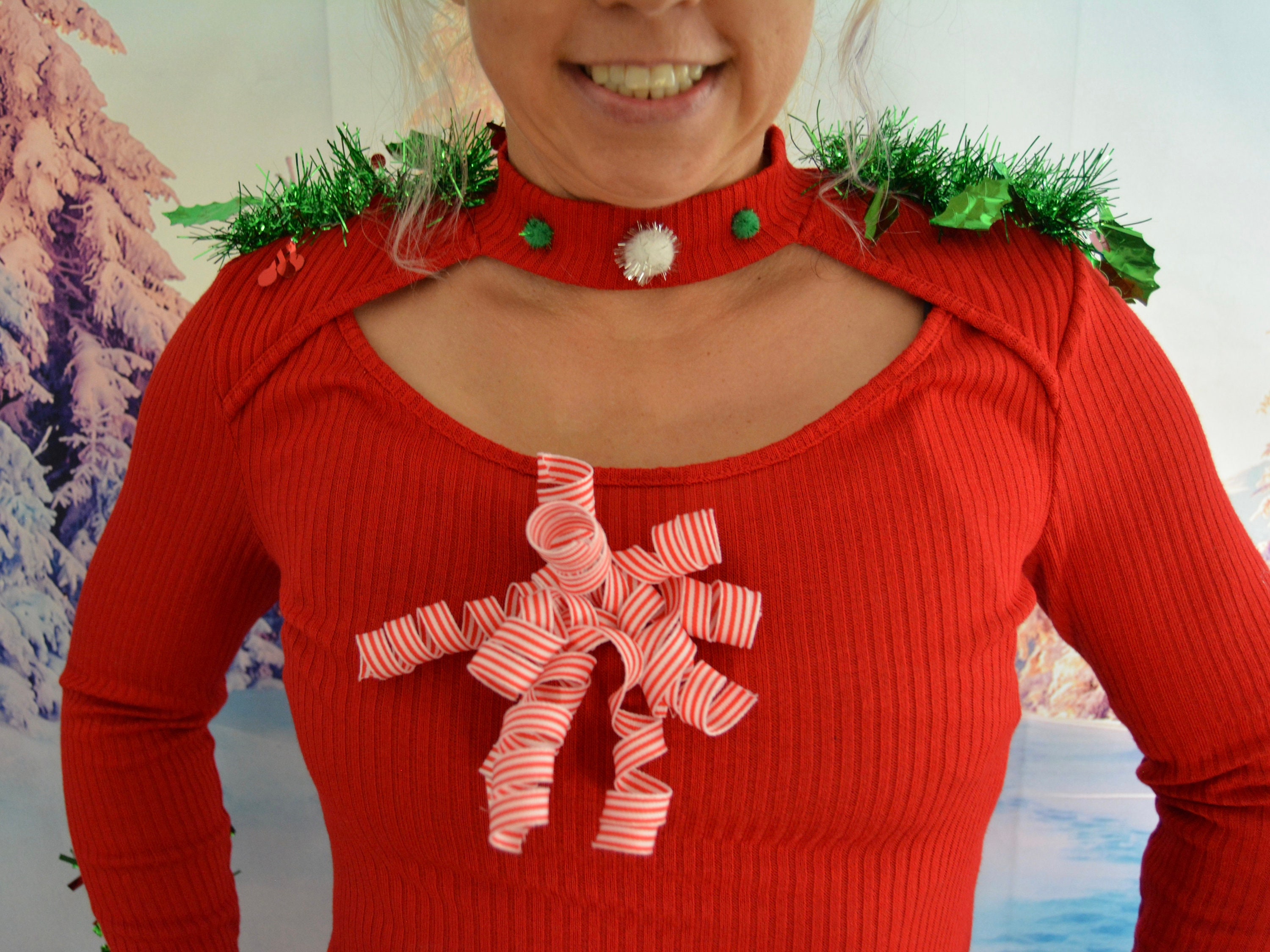 crop top ugly christmas sweater