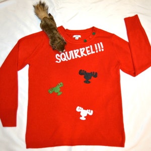 Multi size, Squirrel, Ugly Christmas sweater, Women, National Lampoons Christmas Vacation inspired, Party Sweater, cute, jumper image 8