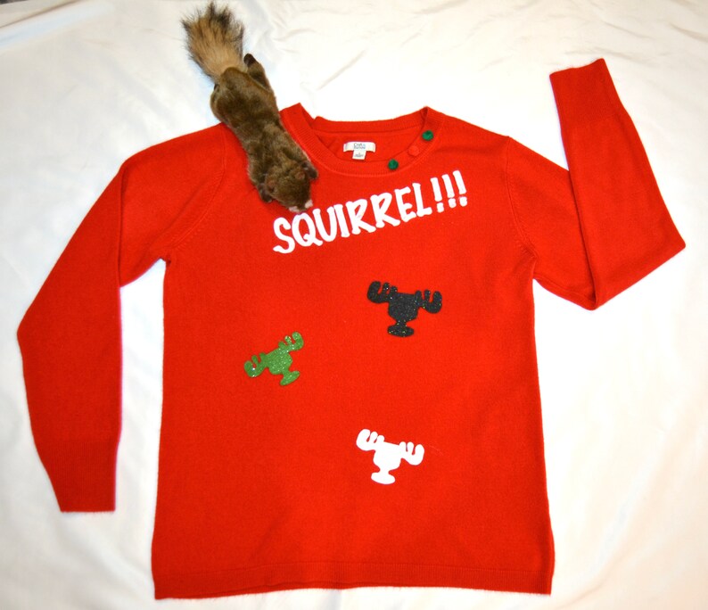 Multi size, Squirrel, Ugly Christmas sweater, Women, National Lampoons Christmas Vacation inspired, Party Sweater, cute, jumper image 8