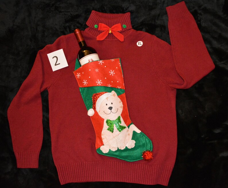 XL Women's Wine holder stocking Ugly Christmas Sweater Etsy
