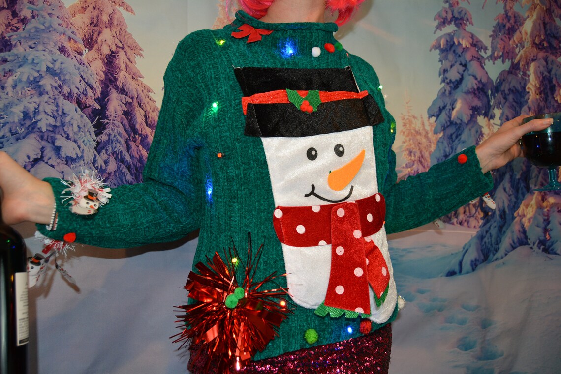 Medium Ugly Christmas Sweater Wine holder stocking Party Etsy