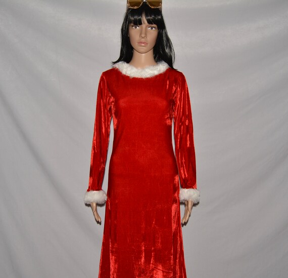 XS Small Santa Christmas Sweater Dress Fur Lined Vintage