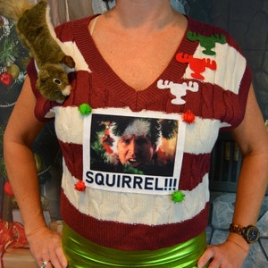 Multi size, Squirrel, Ugly Christmas sweater, Women, National Lampoons Christmas Vacation inspired, Party Sweater, cute, jumper image 10