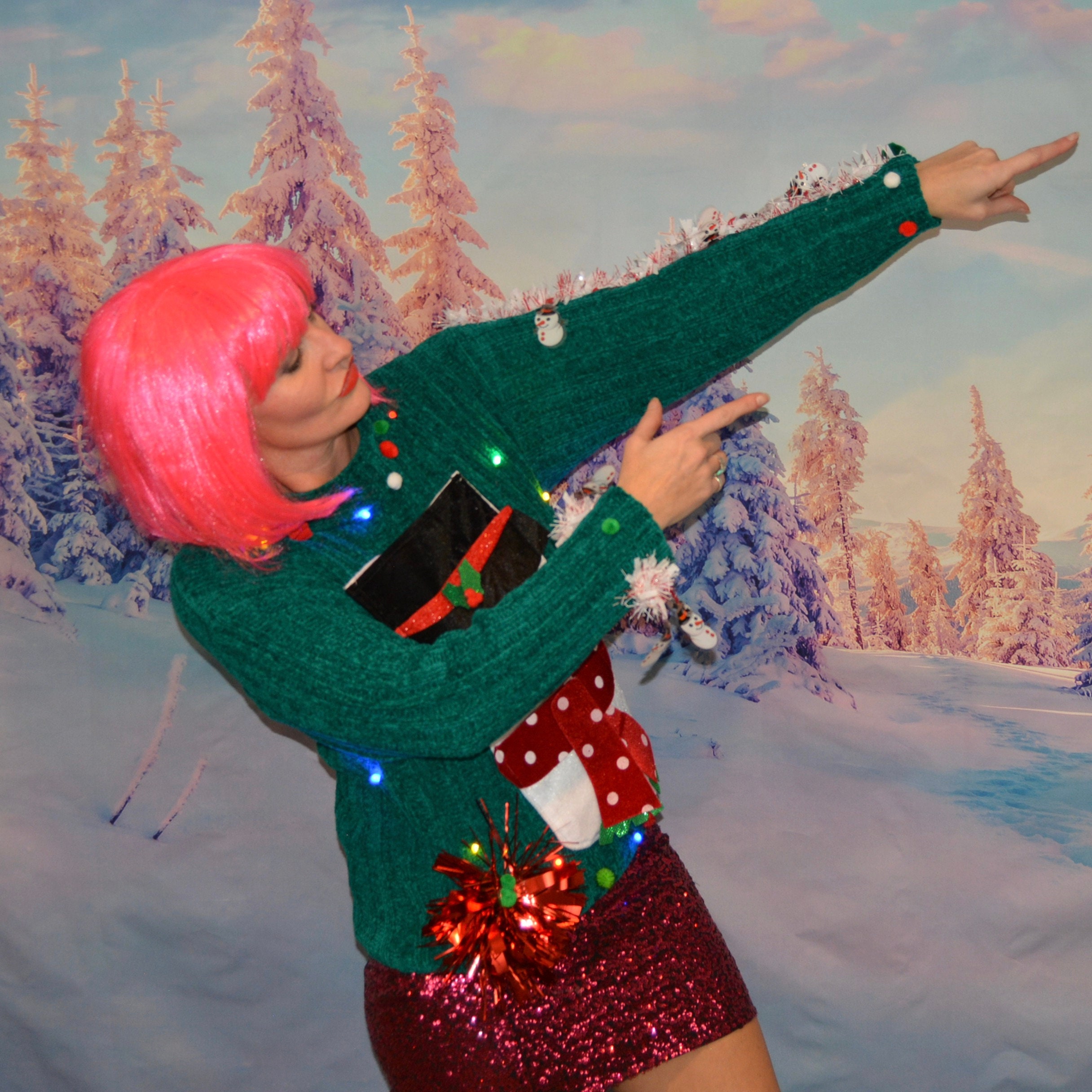 Medium Ugly Christmas Sweater Wine holder stocking Party Etsy