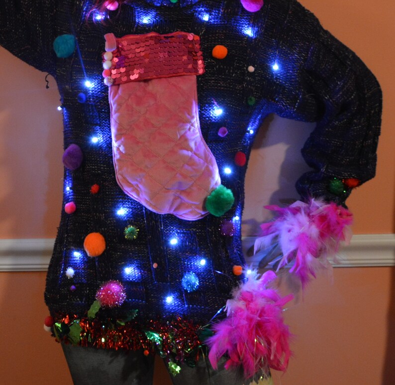 Medium Ugly Christmas Sweater Wine holder stocking Party Etsy